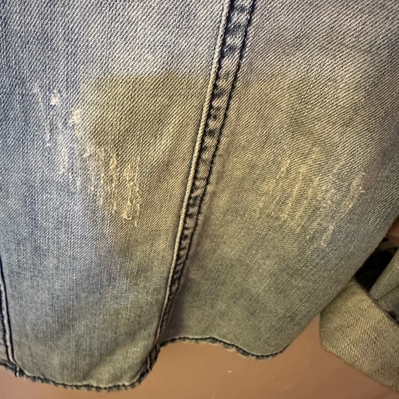 Harley Davidson snap up faded denim shirt with steel bling collar - Picture 8 of 12